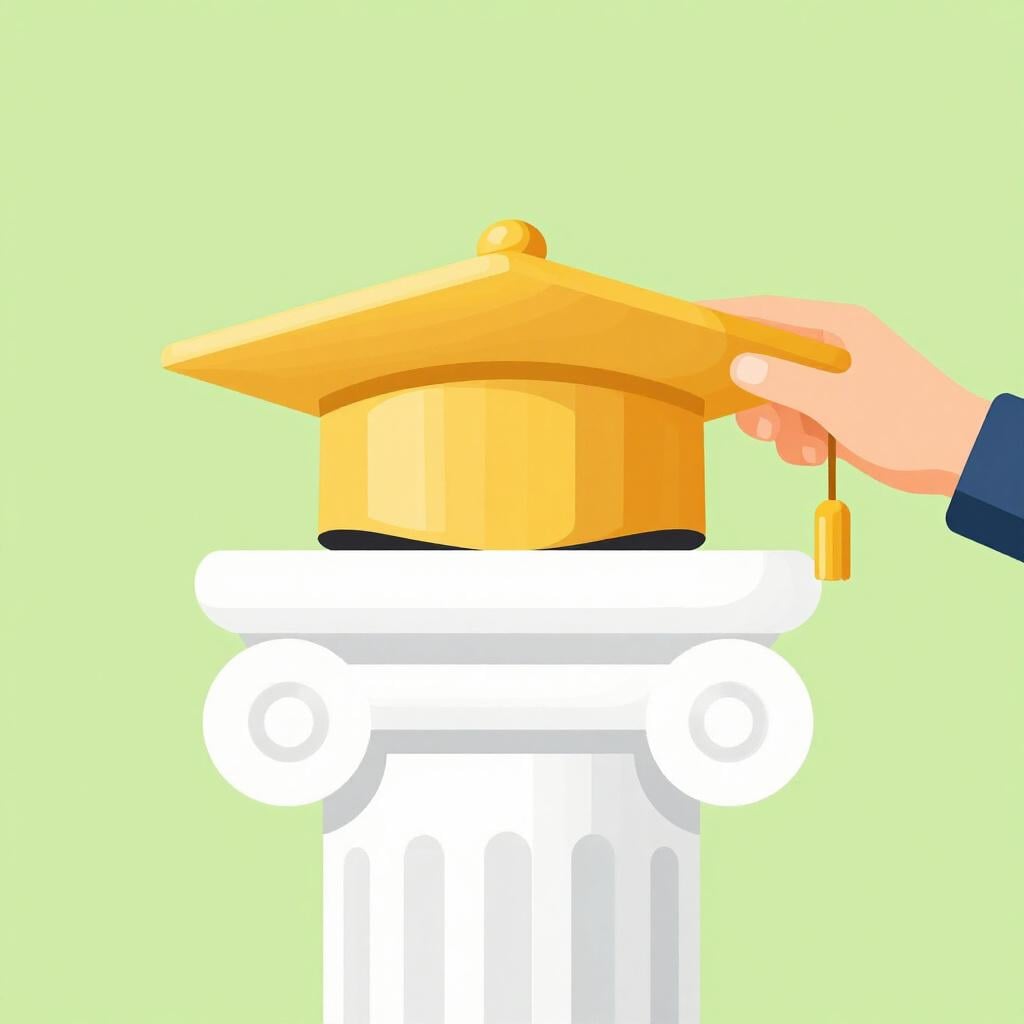 Una mano artigianale che posiziona un ornamento decorativo dorato in cima a un pilastro di pietra.