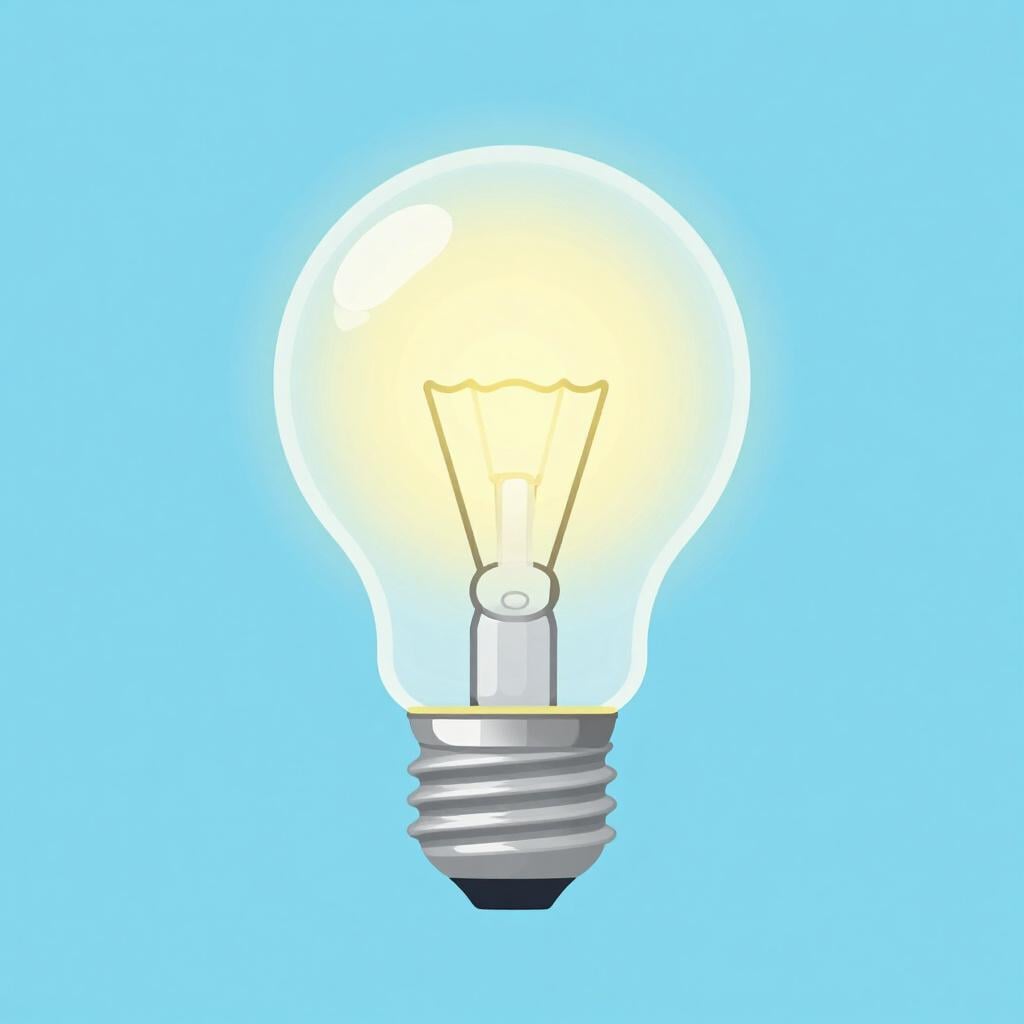 Une ampoule à incandescence standard brillamment allumée sur un fond uni.