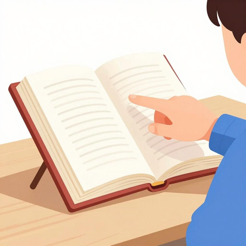 Eine Person in einem formellen Anzug zeigt auf ein dickes, schweres Buch, das auf einem hölzernen Podium liegt.