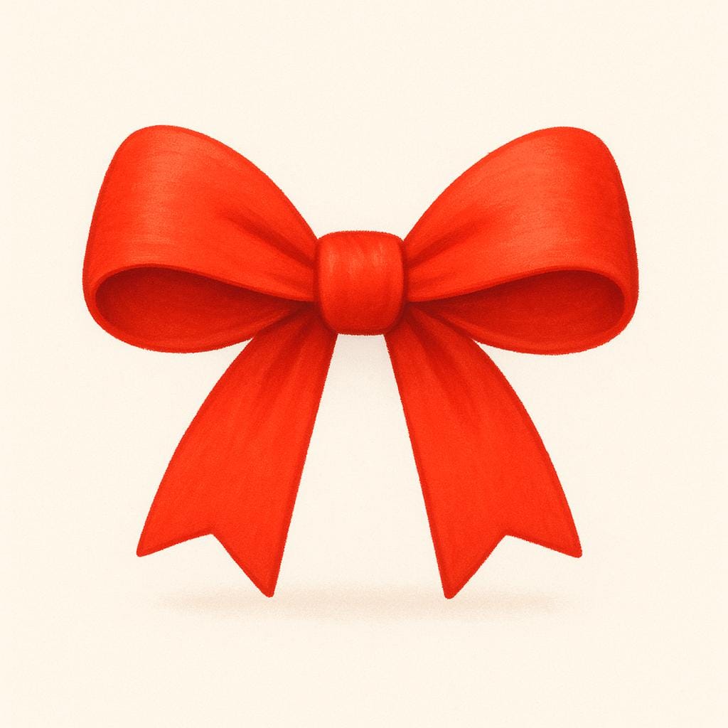 A bright red fabric ribbon tied neatly into a simple decorative bow.