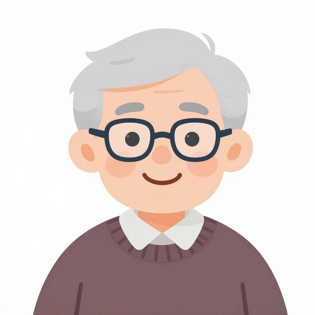 An older person with gray hair and glasses smiling warmly.
