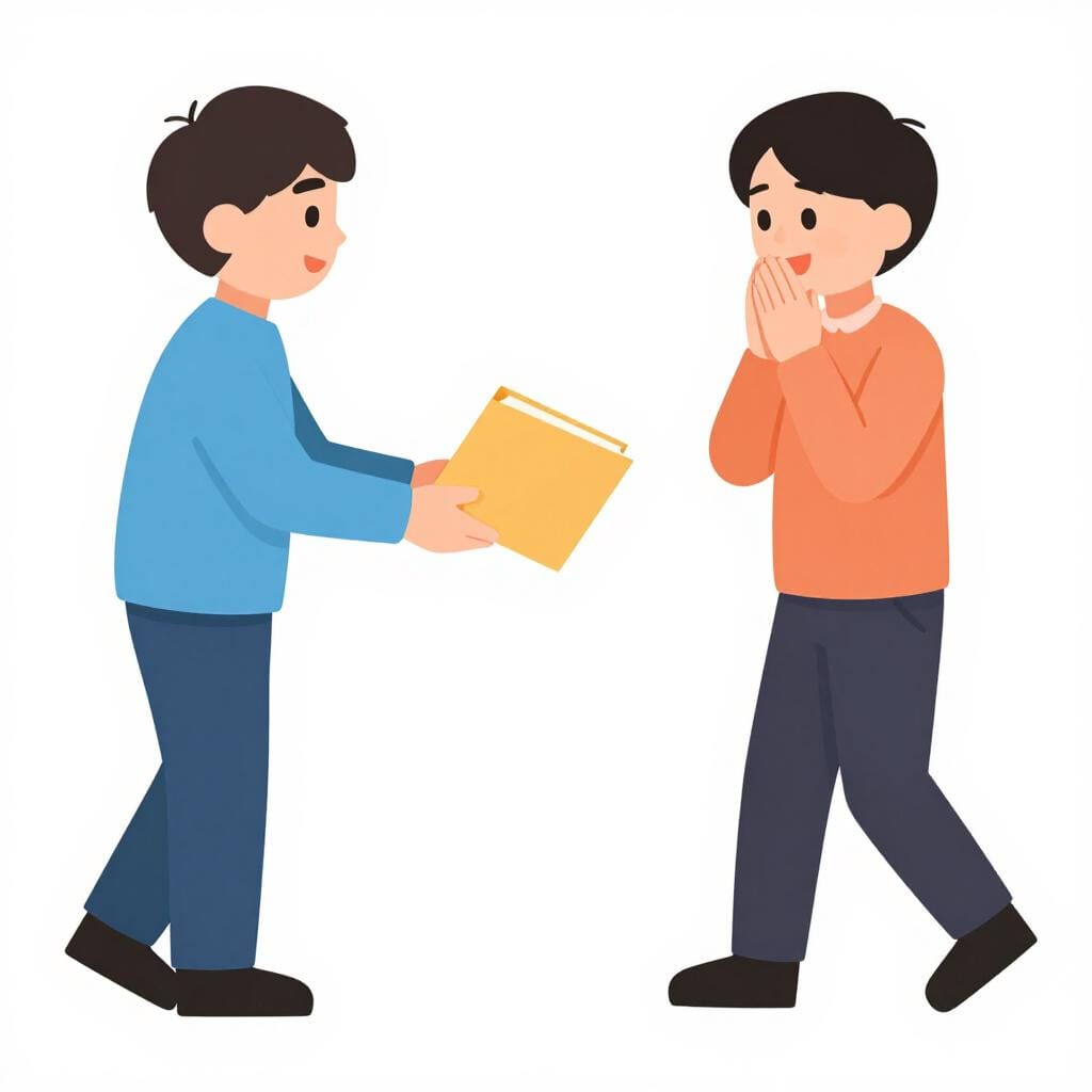 One person handing a signed document to another person to act on their behalf.