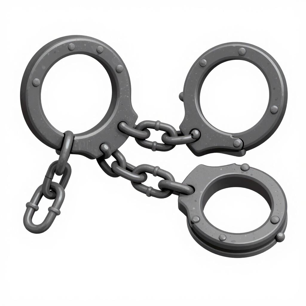 De lourds anneaux de fer reliés par une courte chaîne.