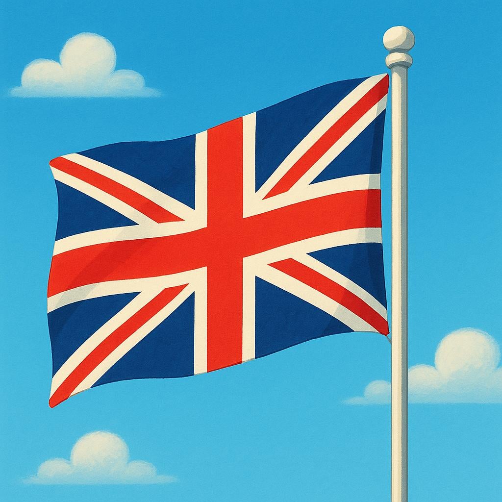 A simple depiction of the flag of the United Kingdom, known as the Union Jack.