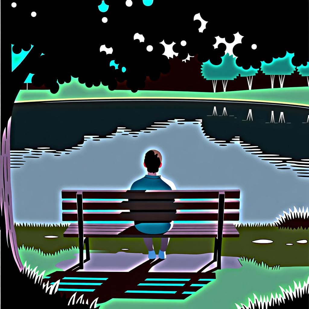 A single person sitting by themselves on a bench, representing the state of being alone.