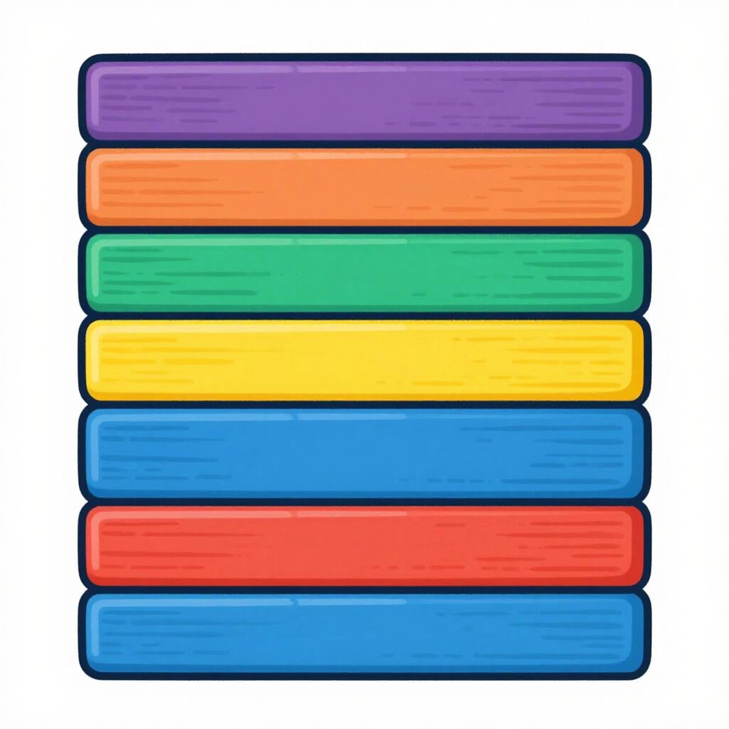 A stack of rectangular blocks perfectly aligned on both the left and right sides to form a solid column.