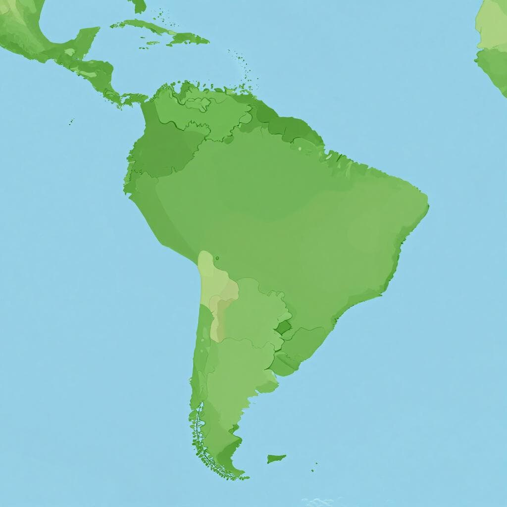Una mappa colorata del Centro e Sud America evidenziata con colori vivaci.