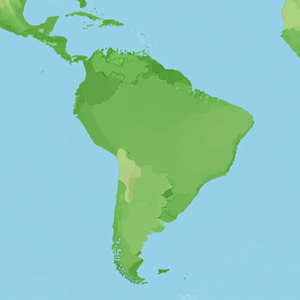 Una mappa colorata del Centro e Sud America evidenziata con colori vivaci.