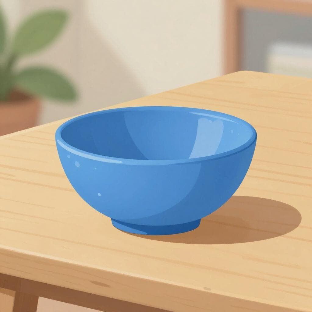 Un bol en céramique bleu vif posé sur une table en bois.