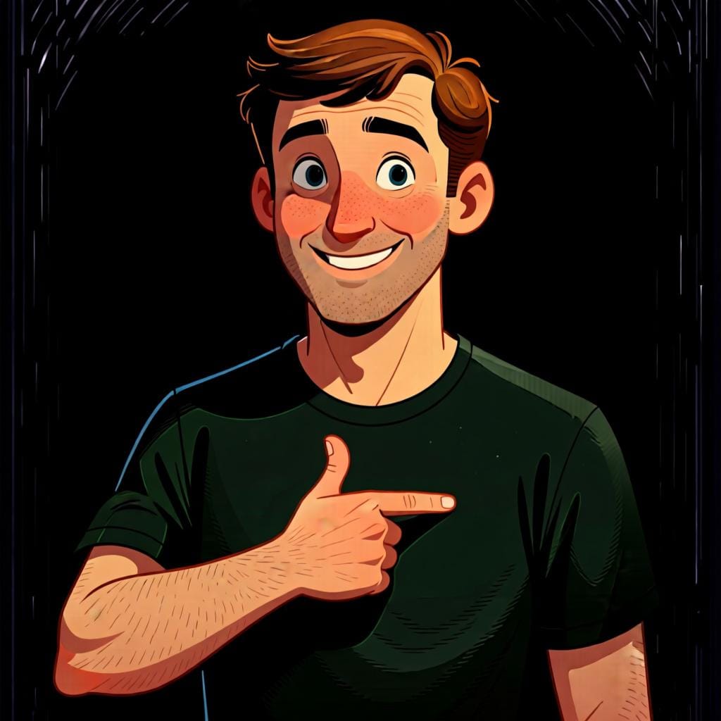 A person pointing to their own chest with their thumb, indicating 'me' or 'I'.