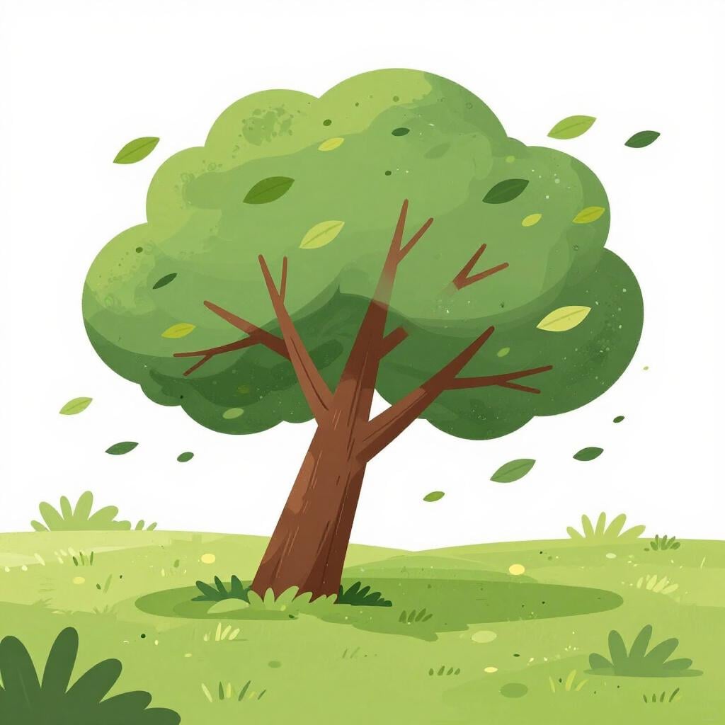 A single leaf falling from a tree that has suddenly lost all its other leaves in a storm.