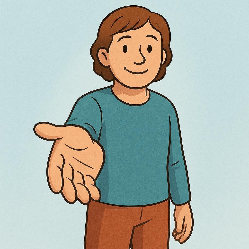 A person making a clear 'come here' beckoning gesture with their hand.