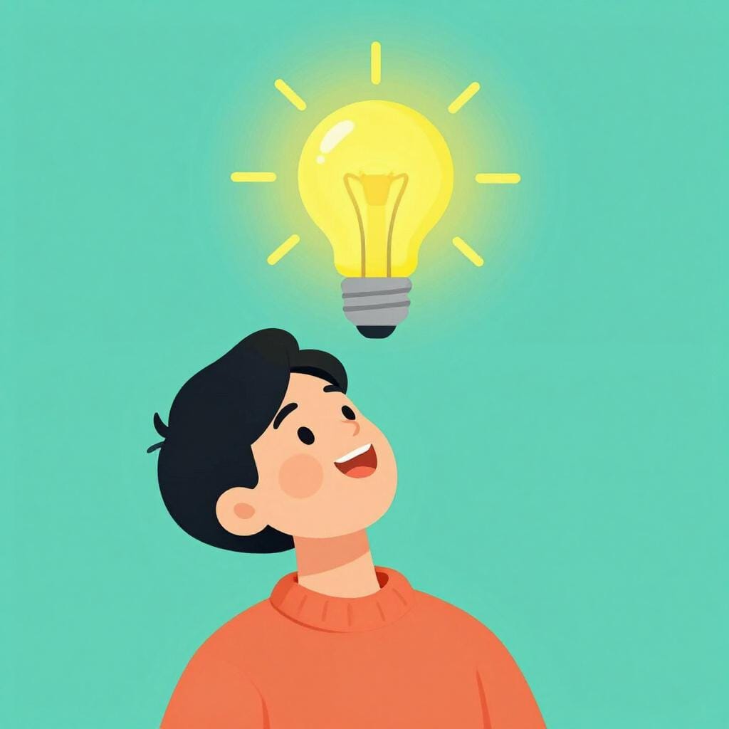 A person with a glowing yellow light bulb appearing above their head.
