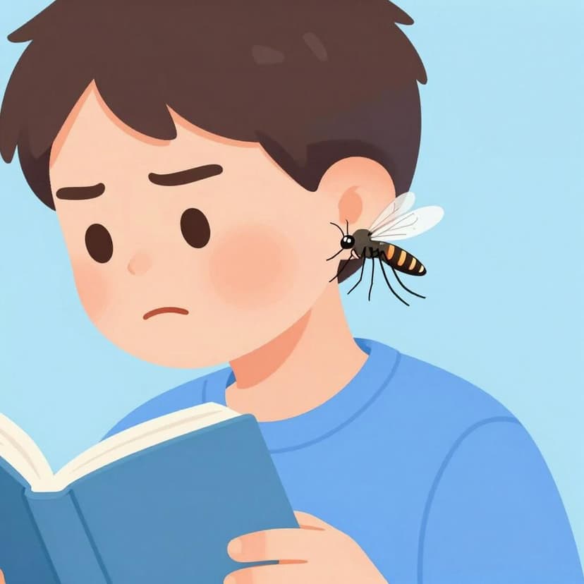 A small, persistent mosquito flying around a person's ear while they try to read a book.