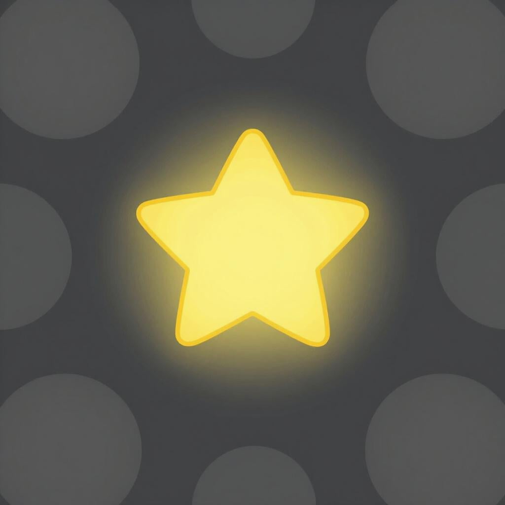 A single bright yellow star standing out among several gray circles.