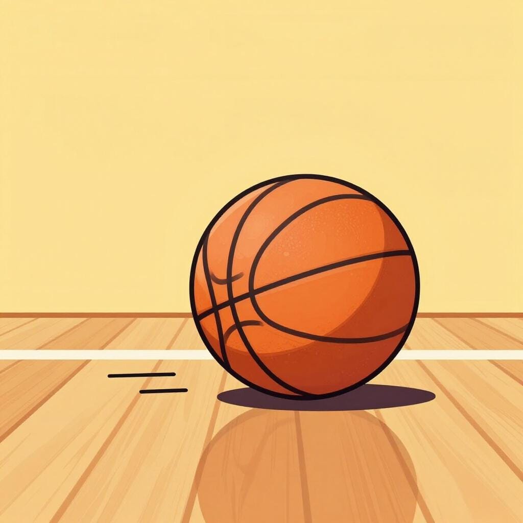 Ein leuchtend oranger Basketball trifft den Boden und springt zurück in die Luft.