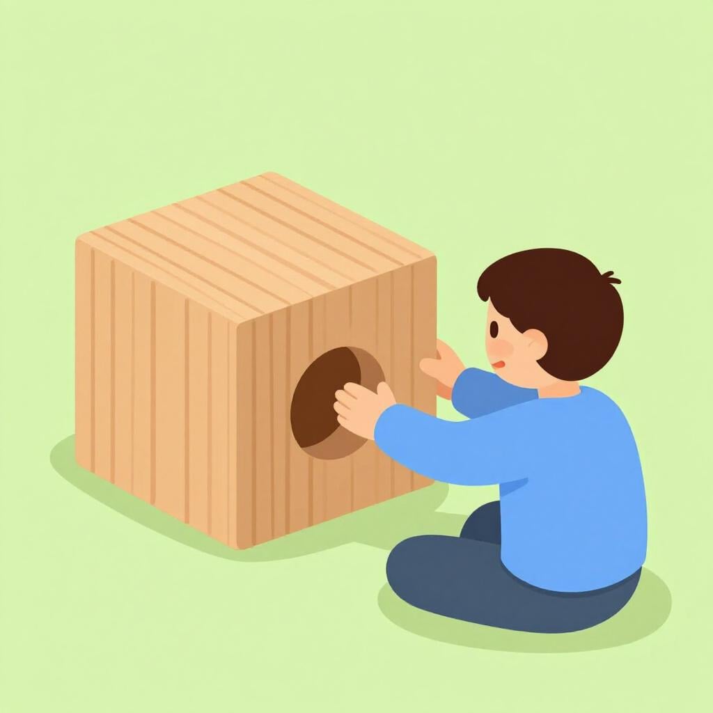 A person trying to put a square peg into a round hole.