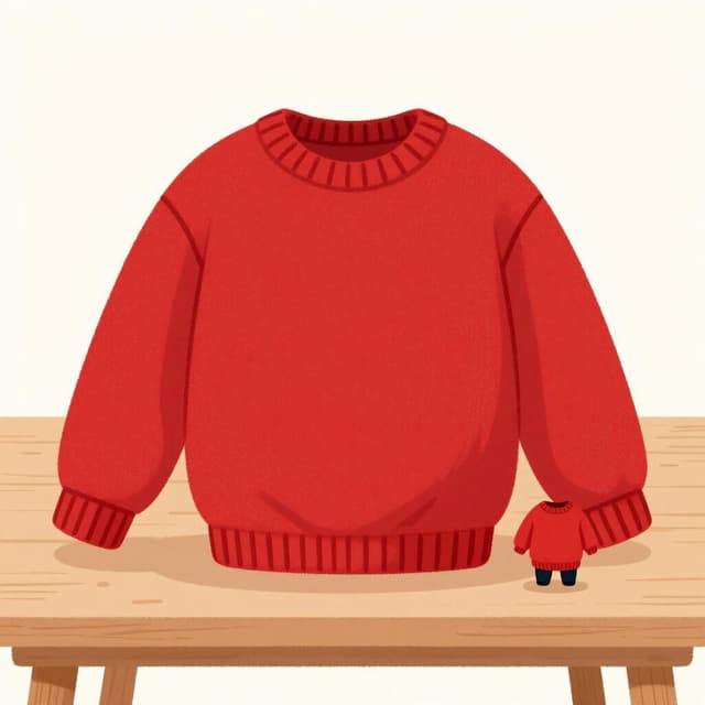 A large red sweater next to a much smaller version of the same red sweater, showing size reduction.