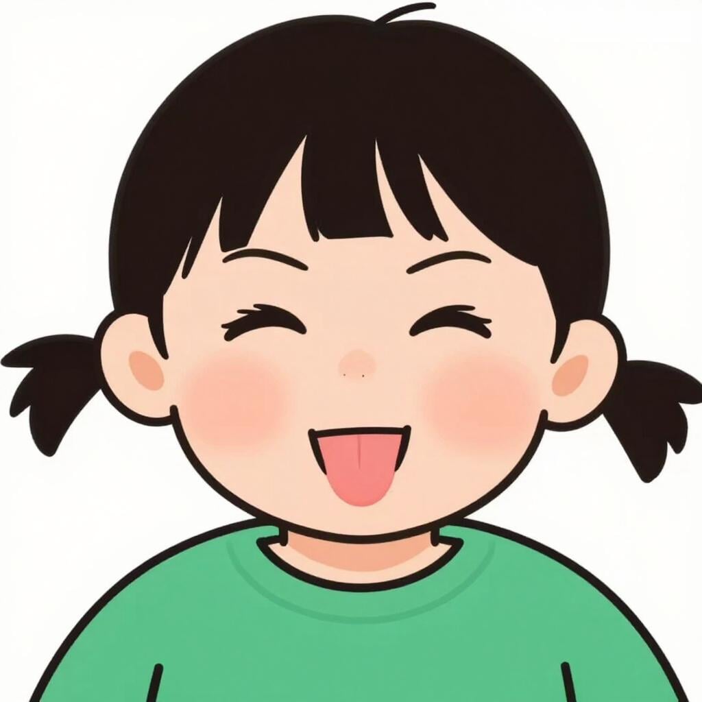 Un bambino piccolo con un'espressione giocosa e maliziosa che tira fuori la lingua.