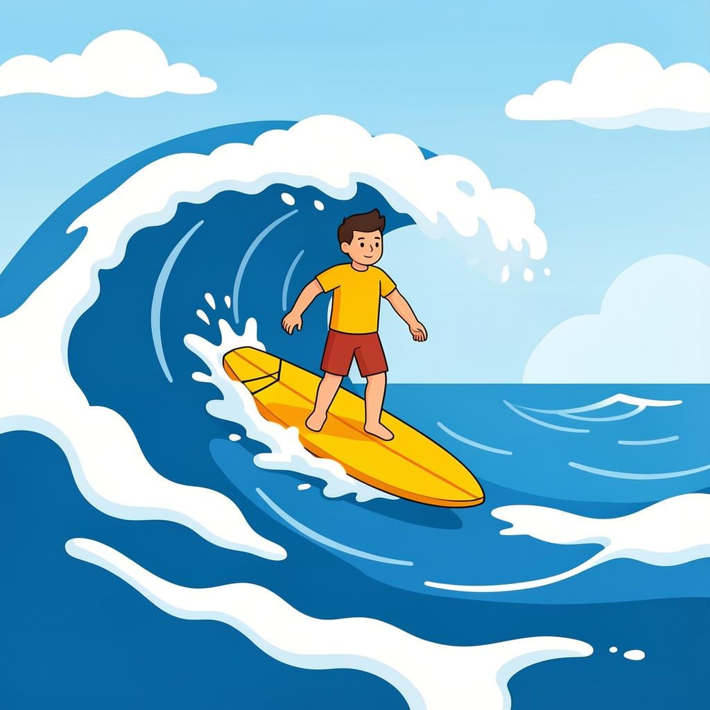 A person riding a surfboard on a large ocean wave.