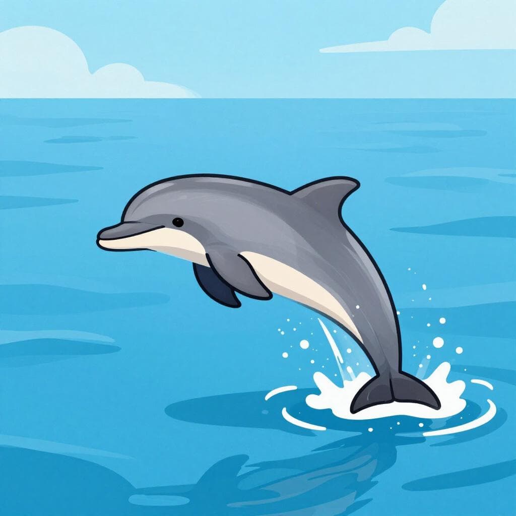 Un dauphin gris amical sautant hors de l'eau bleue claire de l'océan.