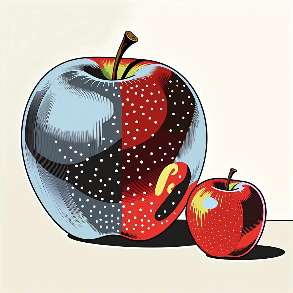 A comparison showing a regular-sized red apple next to a visibly, but not excessively, larger red apple.