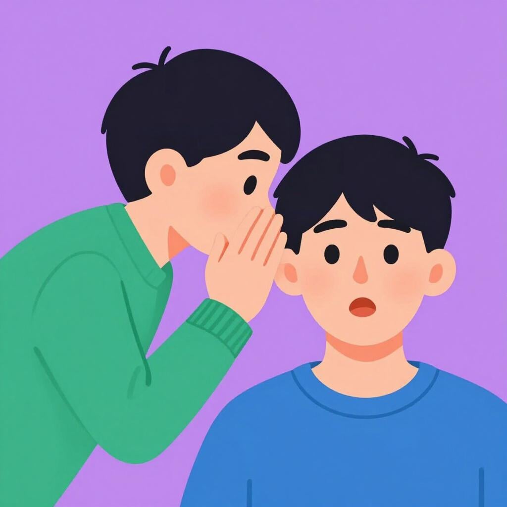 Une personne chuchotant à l'oreille d'une autre, représentant le partage d'un secret.