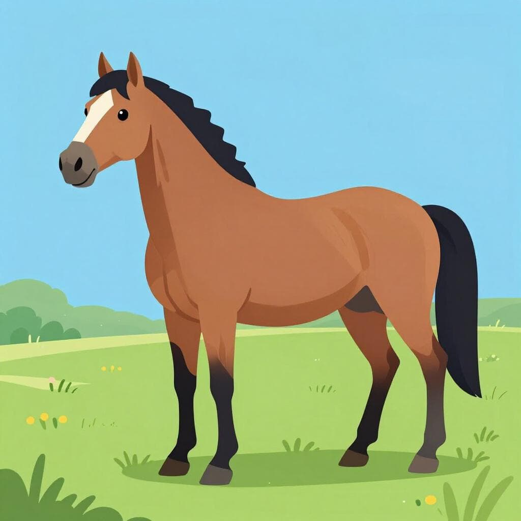 Un cheval semental fort et musclé se tenant fièrement dans un champ verdoyant.