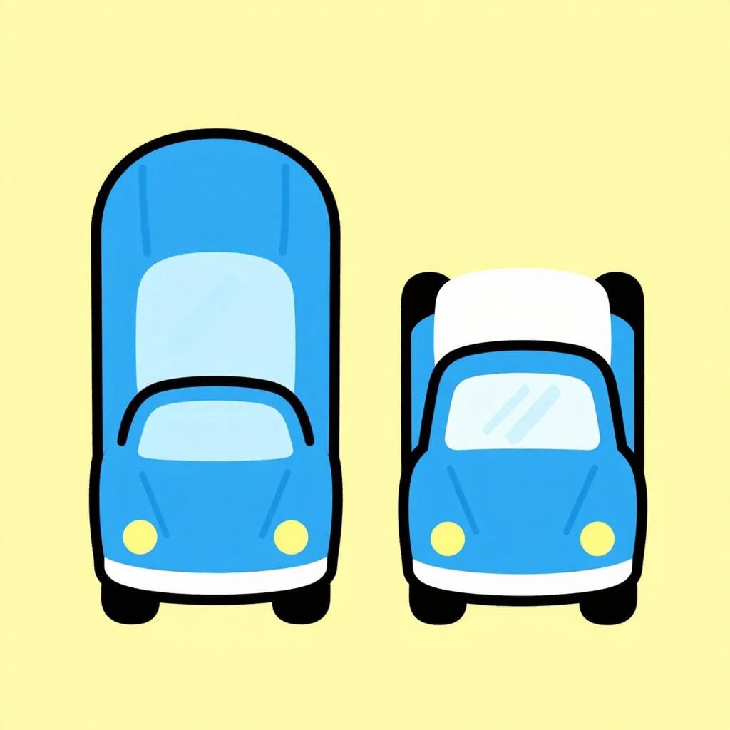 Two identical blue toy cars placed side by side.