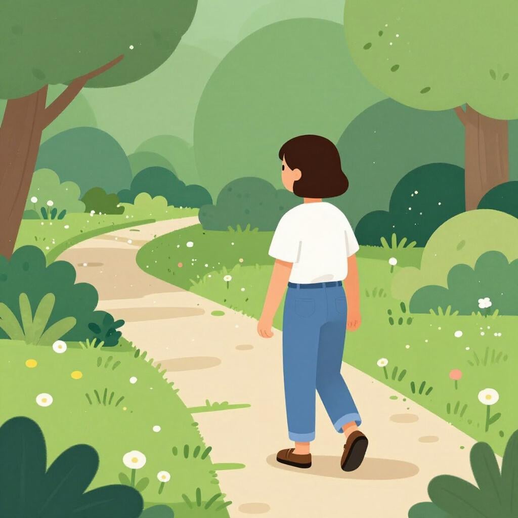 A person standing on a path, looking back over their shoulder.