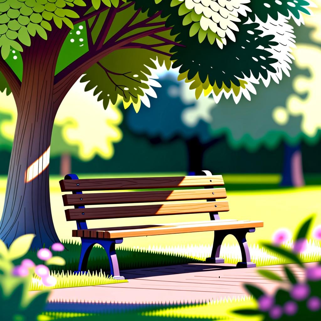 An empty park bench on a sunny day, with no people around, symbolizing 'nobody'.