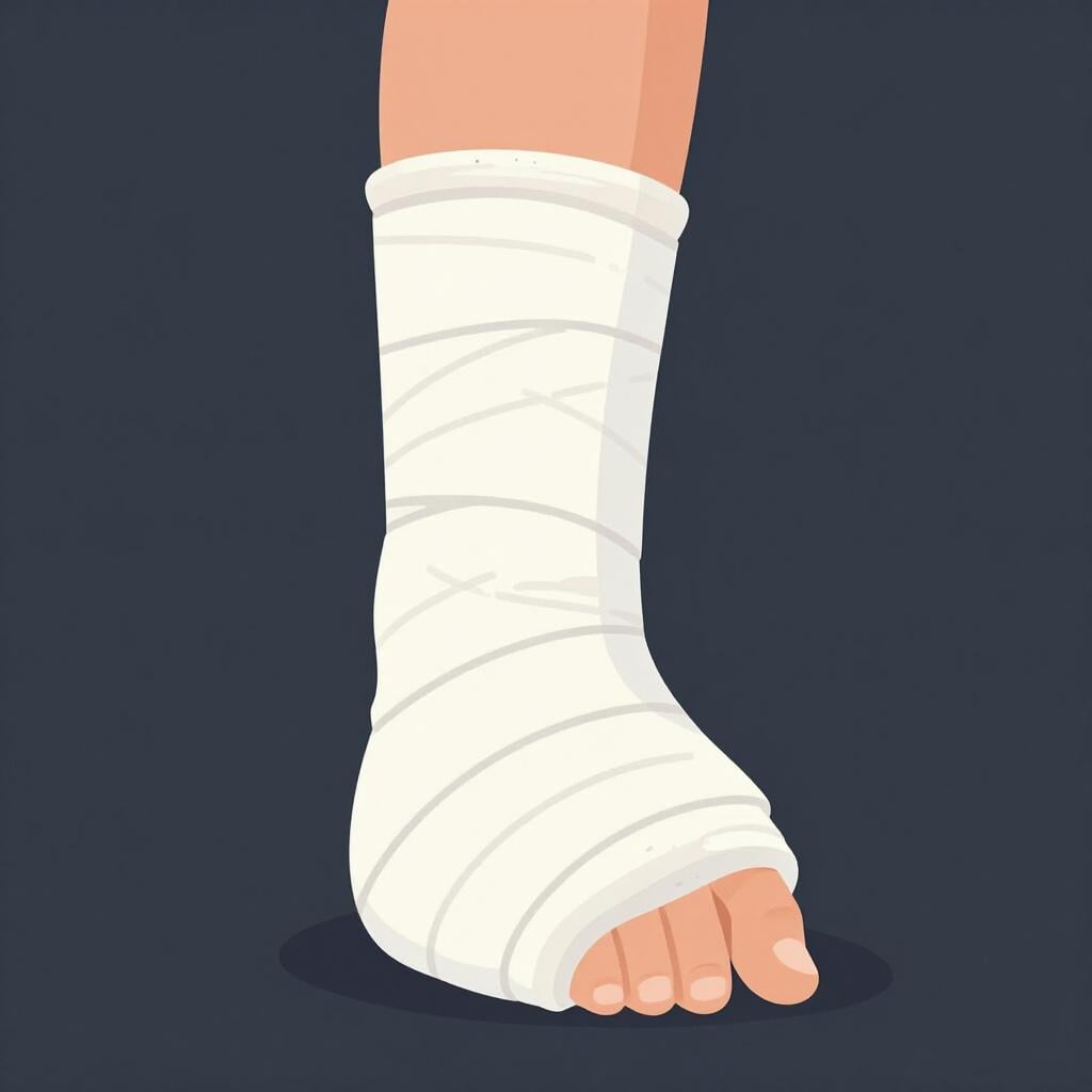 Ein weißer medizinischer Gips am Unterarm einer Person.