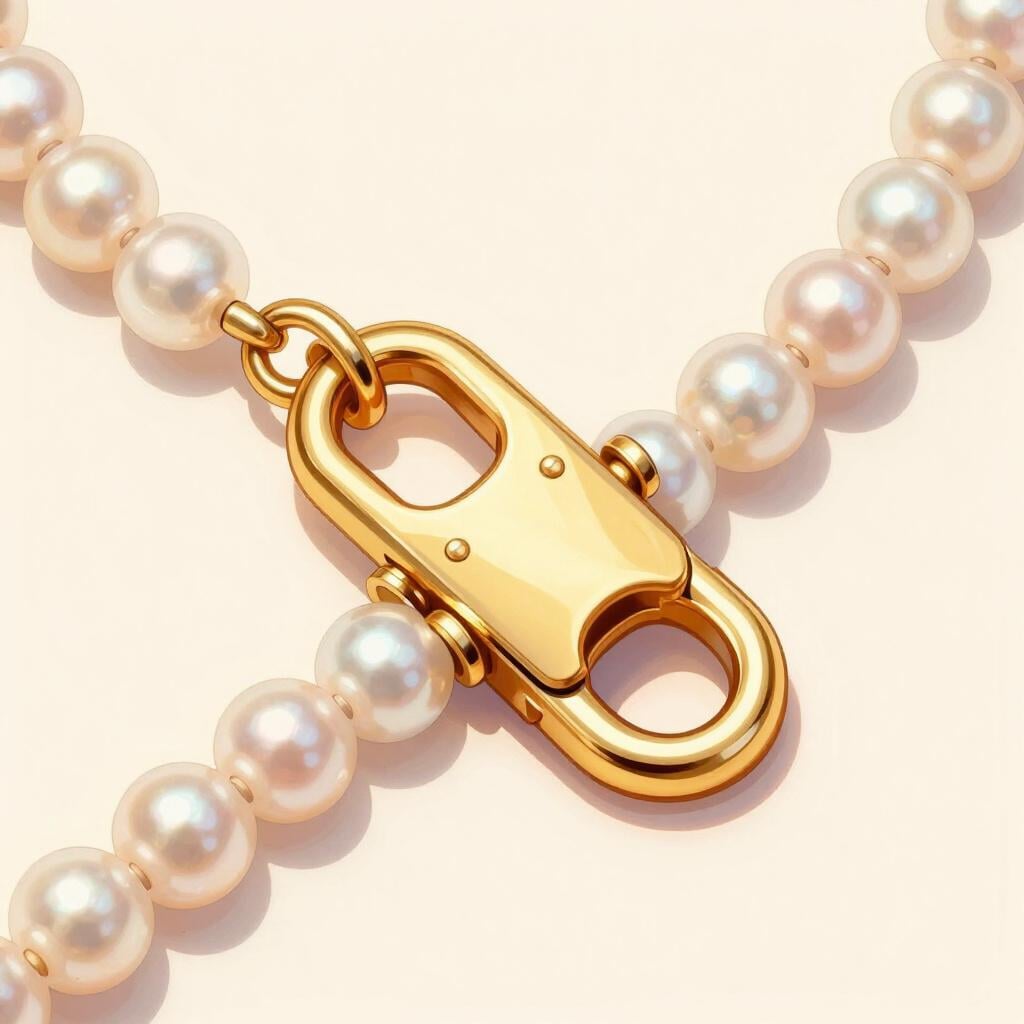 Een decoratieve gouden sluiting die een ketting vastmaakt.