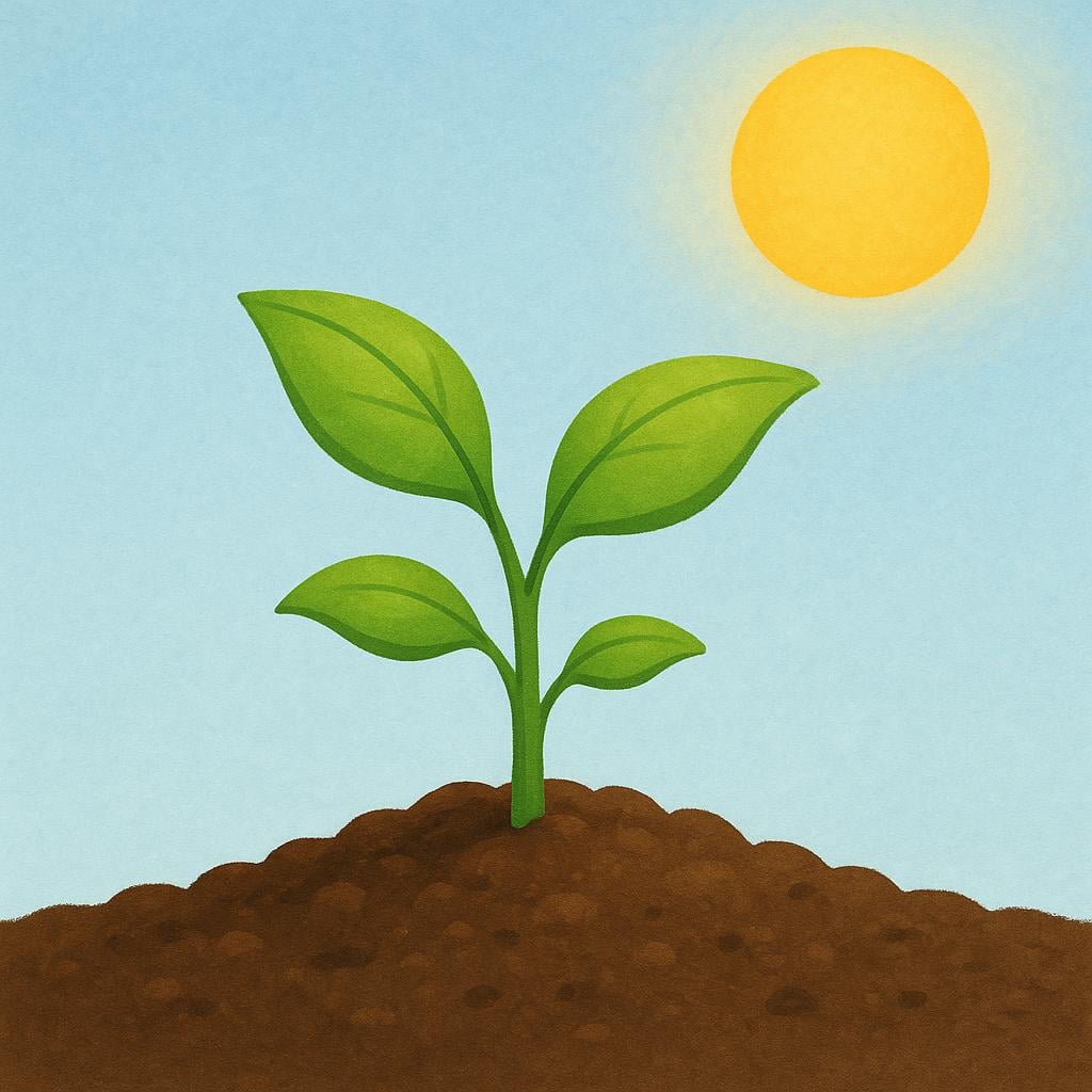 A vibrant green sapling growing healthily in a sunlit garden.