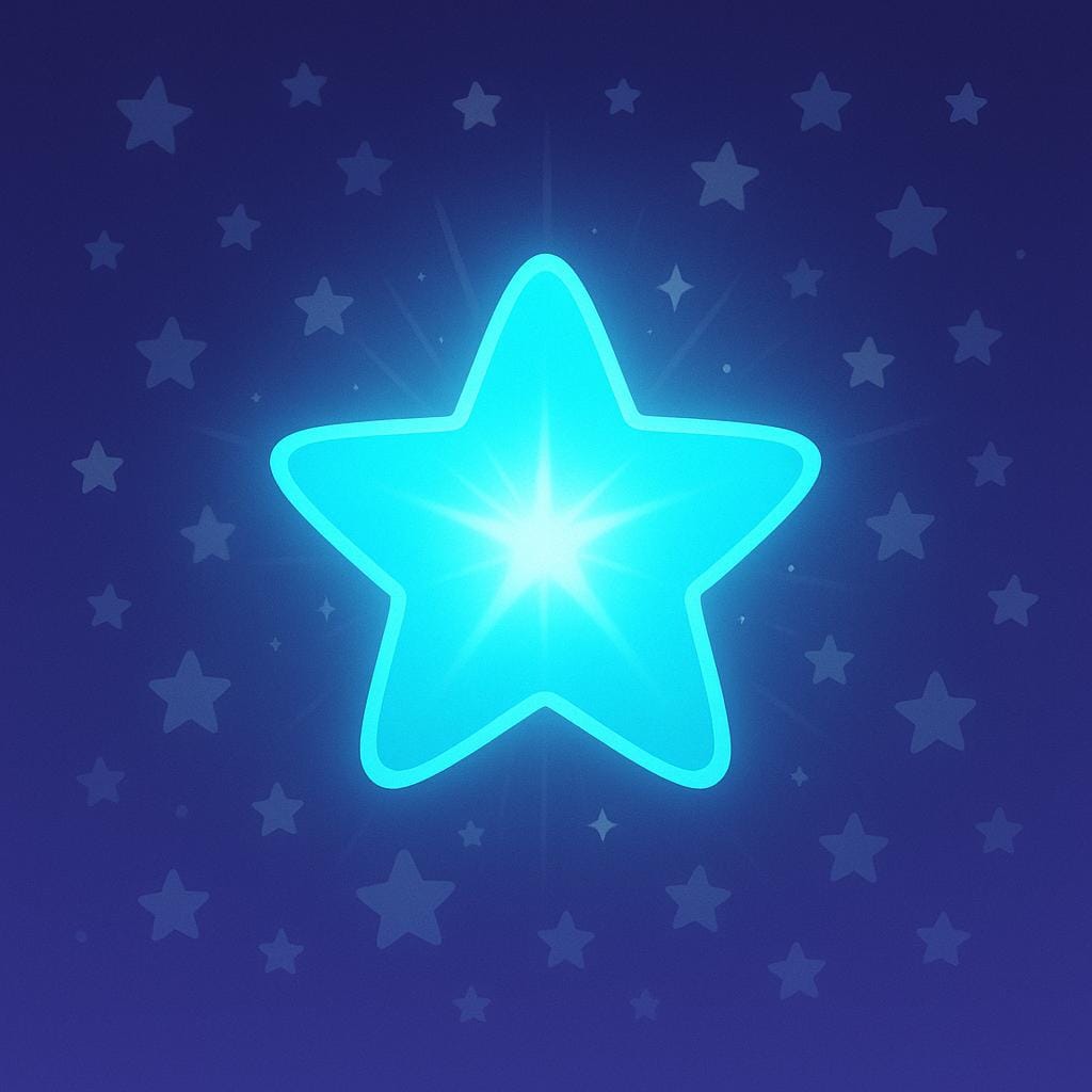 An illustration showing one large, brightly colored star dominating the frame, symbolizing something principal or most important, surrounded by many smaller stars.