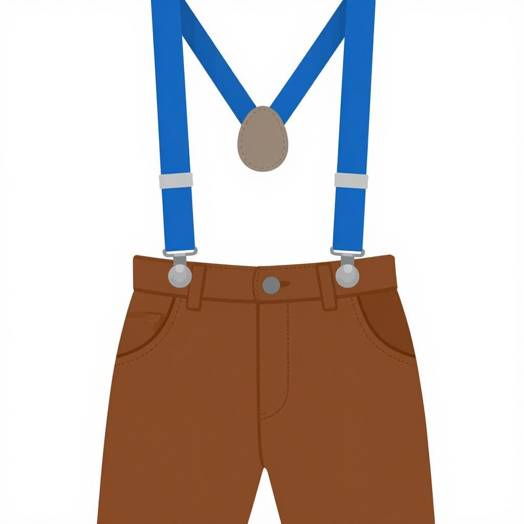 Une paire de bretelles colorées attachées à un pantalon.