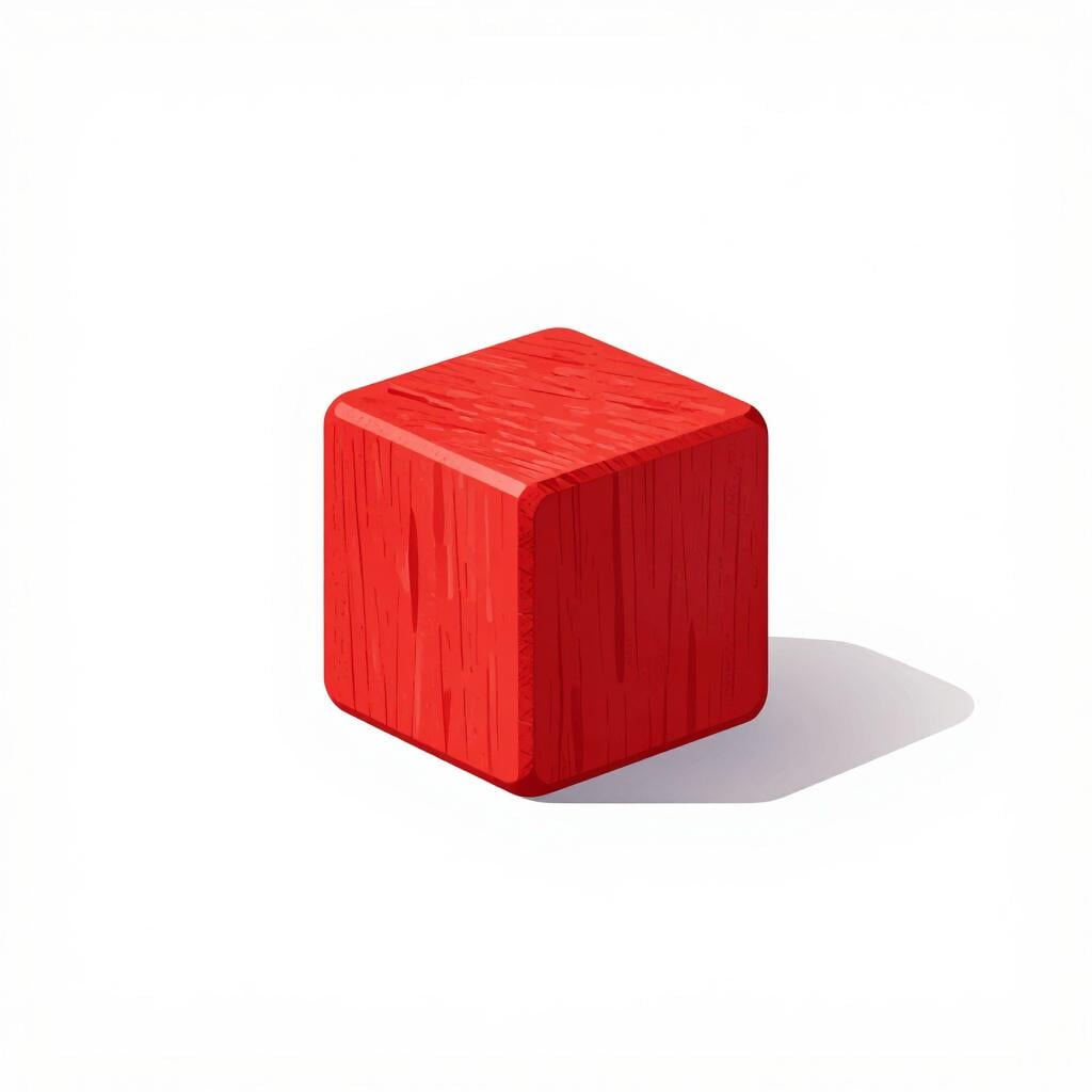 Een enkel klein houten bouwblok geplaatst op een schone ondergrond als basis voor een constructie.