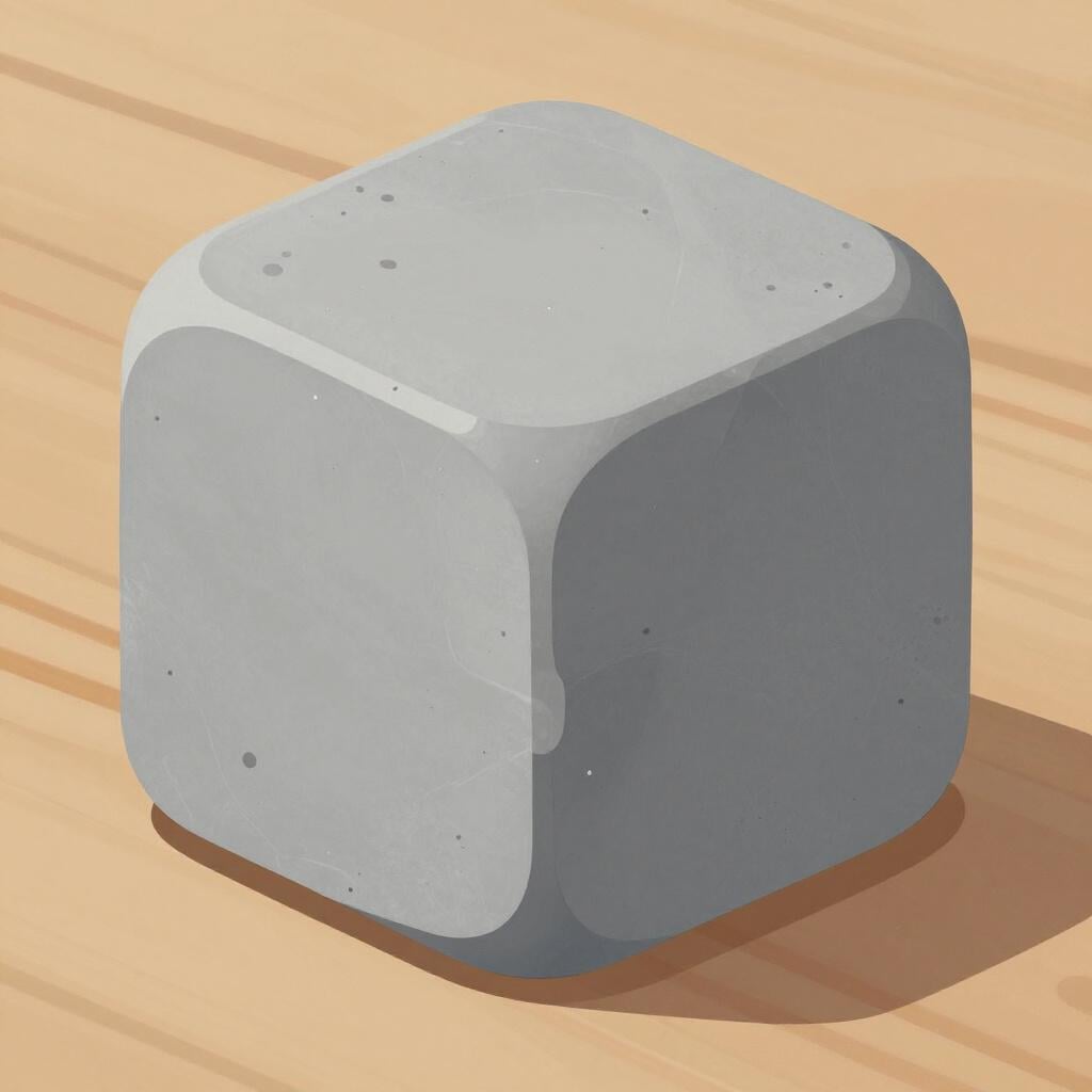 A heavy, gray stone block sitting on a wooden table.