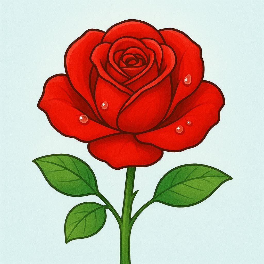 A single, perfectly formed red rose with green leaves, centered against a simple, soft background, illustrating physical appeal.