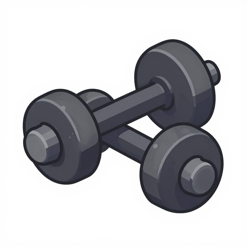 A pair of heavy black metal dumbbells sitting on a gym floor.