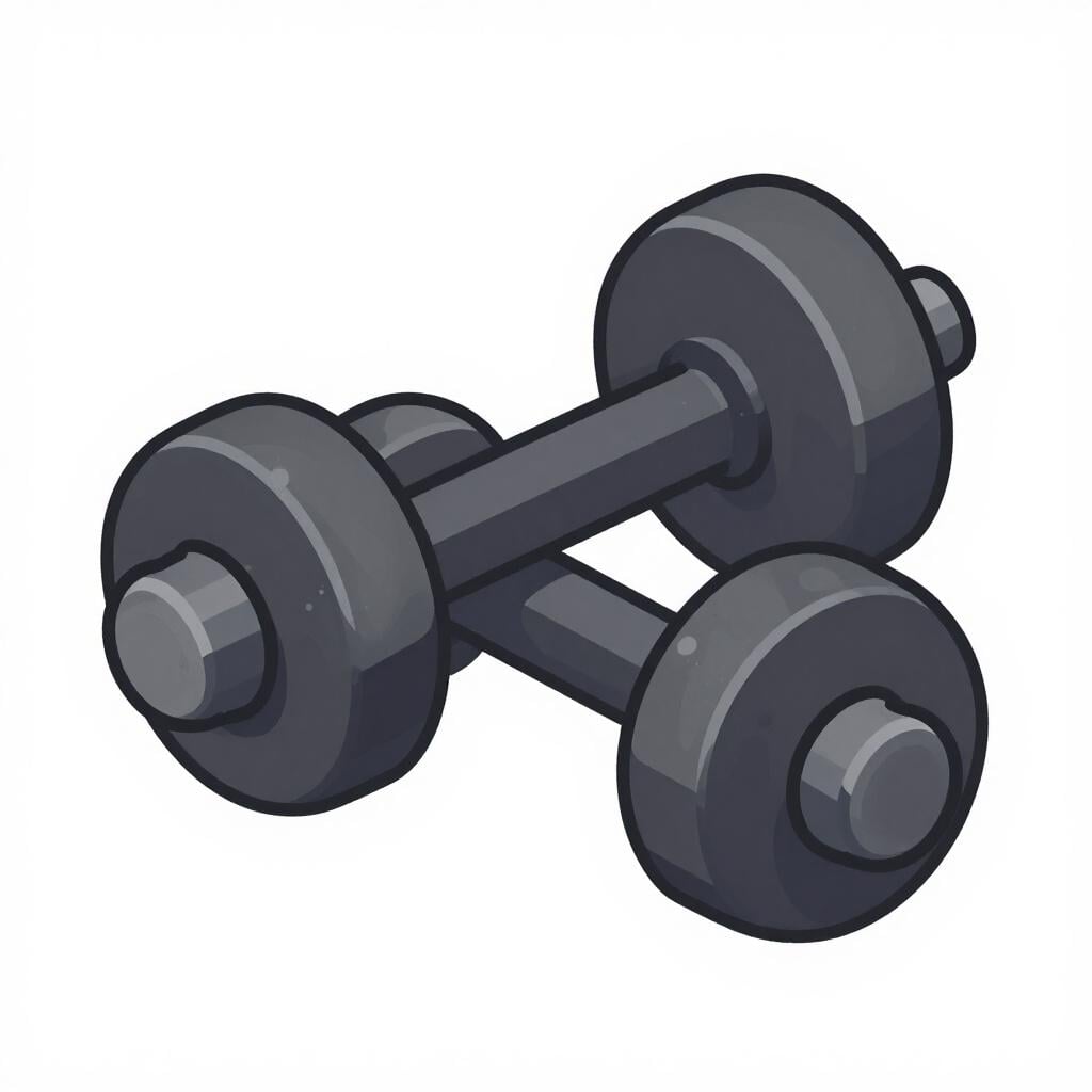 A pair of heavy black metal dumbbells sitting on a gym floor.