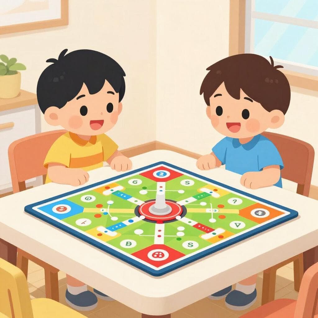 Deux enfants jouant à un jeu de société, prêts à se taper dans la main, signifiant un nouveau jeu après la fin du premier.