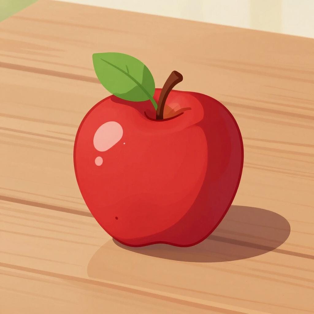 滑らかな肌と丸い形といった特徴を示す、鮮やかな赤いリンゴ。