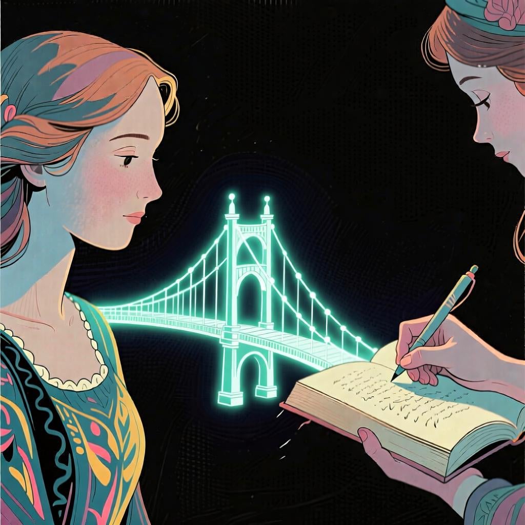 A bridge connecting a person to an action, showing how 'quien' links extra information about someone.