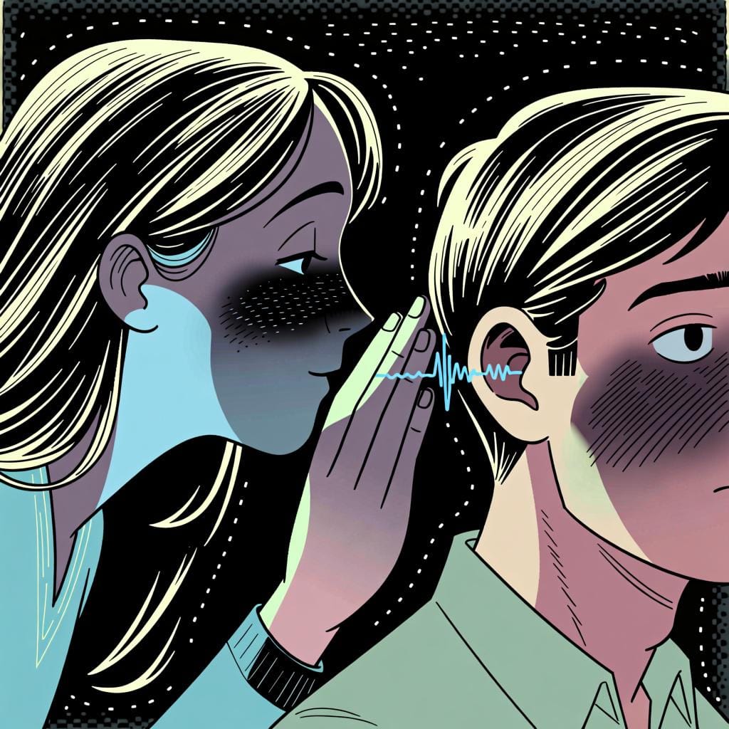 A person whispering very quietly to another person, illustrating the idea of doing something 'a little'.