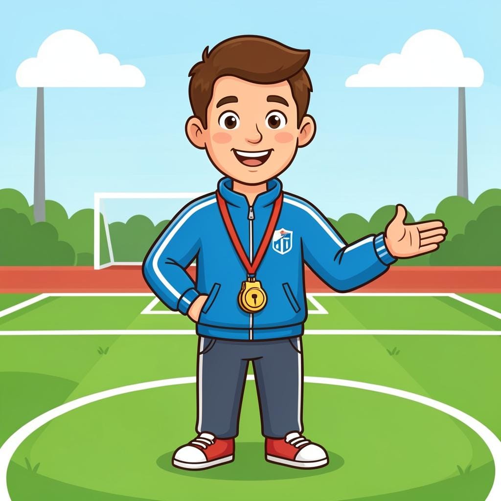 A fitness instructor in a tracksuit holding a whistle and guiding a group.