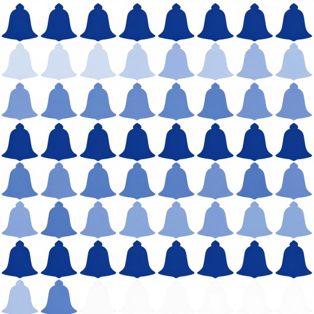 Un motif répété de cloches bleues et blanches représentant une fourrure d'écureuil héraldique.