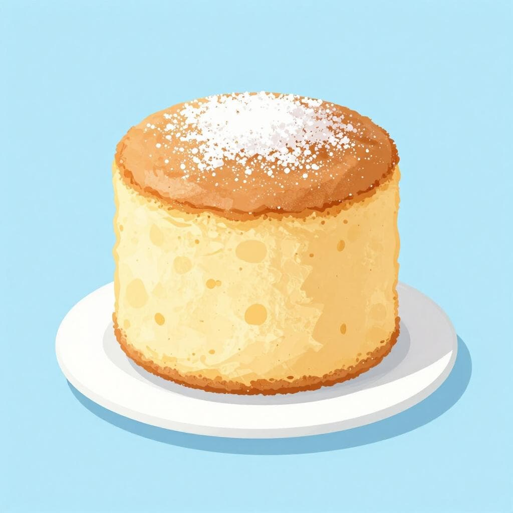 A light and fluffy sponge cake on a simple plate.