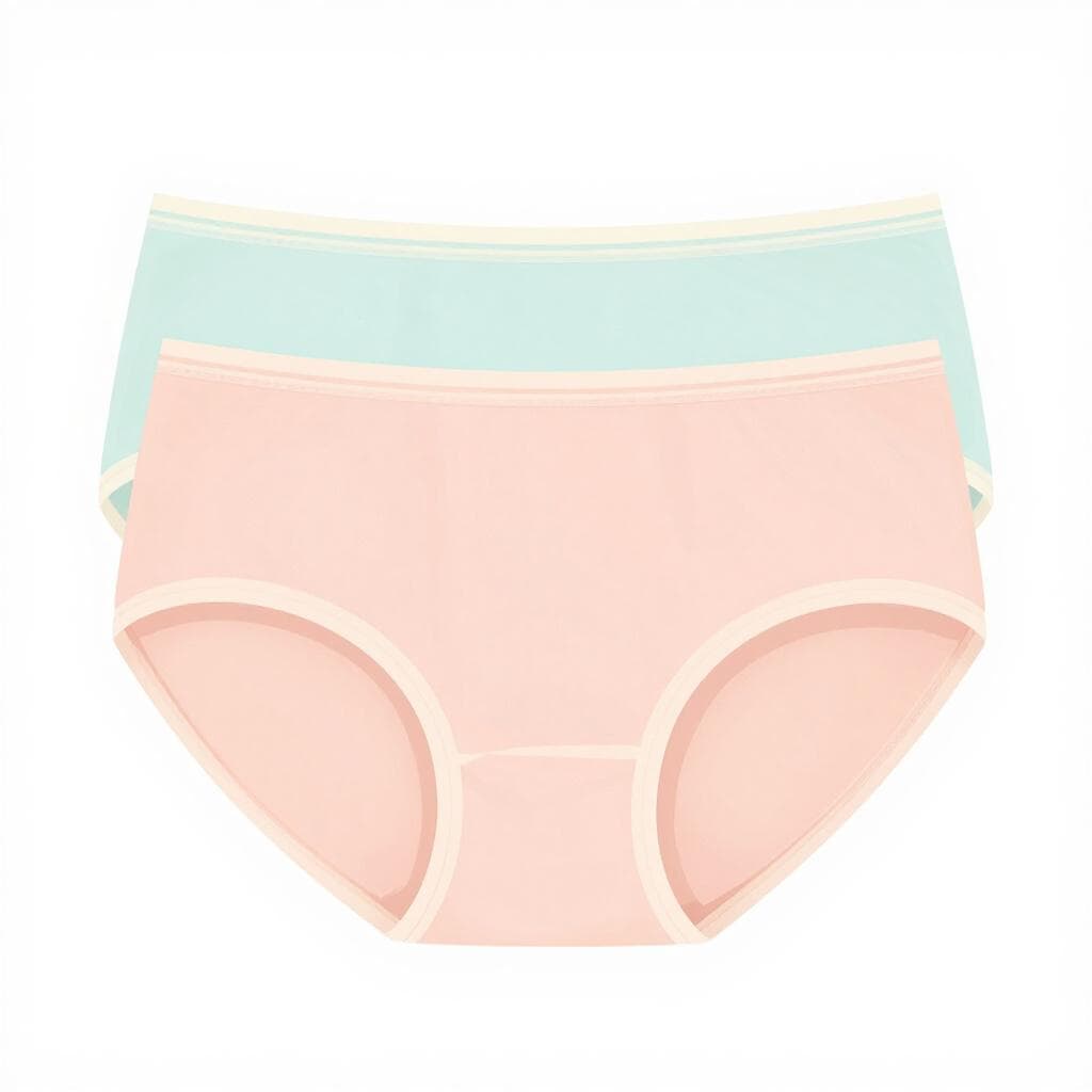 Une paire de culottes simples et colorées pour femmes, posée à plat sur un fond uni.