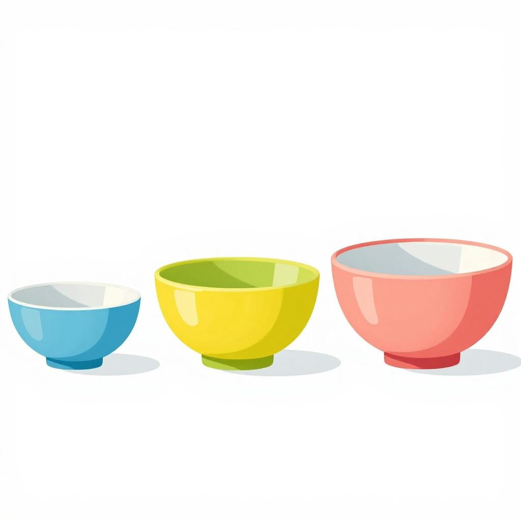 Three ceramic bowls of different sizes, with the middle one highlighted.